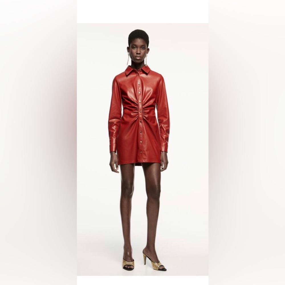 ZARA RED LEATHER DRESS